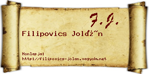 Filipovics Jolán névjegykártya